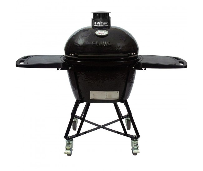 Primo All-In-One Oval Large Ceramic Grill with Cradle & Side Shelves